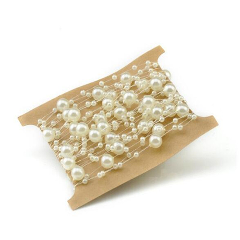 White/Beige Acrylic Pearl Bead Line Chain Wedding Supplies Decoration Bead Chain 