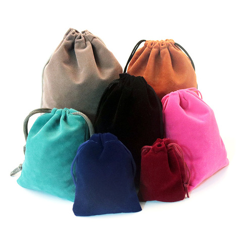 10pcs 2 Sizes Packing Drawstring Velvet Pouch Sachet Gift Bag For Jewelry Wedding Things Party Bead Container Storage Wholesale ► Photo 1/6