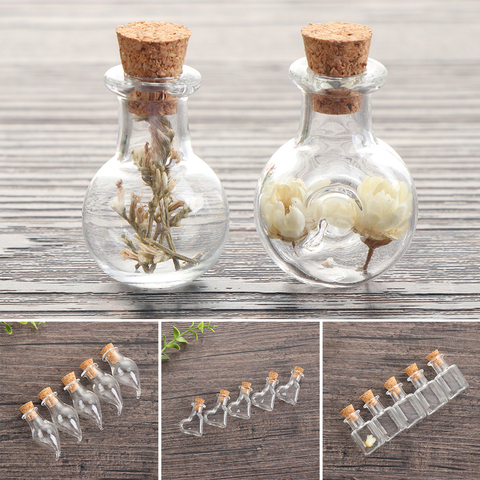 5pcs/pack Mini Transparent Glass Empty Sample Jars Wishing Bottle Empty Storage Vials DIY Pendants Cork Stopper Home Decoration ► Photo 1/6