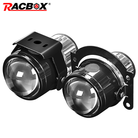RACBOX Universal Fog Light Projector lens 2.5 inch Metal Bi Xenon Lenses Front Bumper Lamp H11 6000K HID Led Bulb Car Retrofit ► Photo 1/6