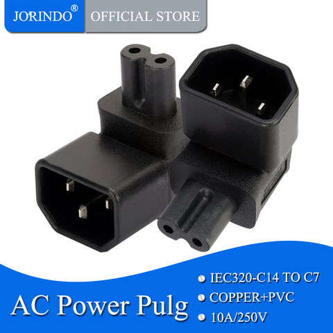 JORINDO IEC 320 C14 to IEC C7 right angle power adapter IEC male to 8 type female angle Computer server power conversion adapte ► Photo 1/6
