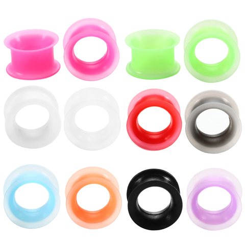 2PC Silicone Earrings Double Flare Flexible Plugs and Tunnels Solft Gauge Plugs Piercing Ear Tunnel Ear Gauge Expander Stretcher ► Photo 1/6