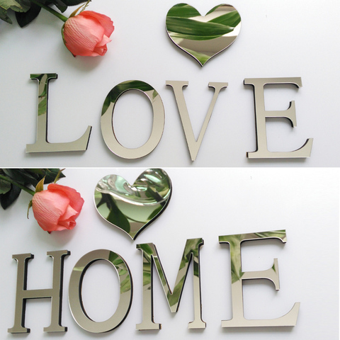 Hot Acrylic Mirror 3D DIY wall sticker stickers English letters home decoration  creative modern design ► Photo 1/6