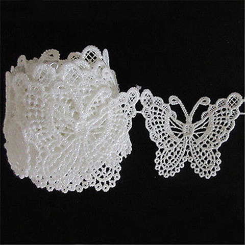 1m Vintage White Butterfly Lace Edge Trim Embroidery Applique for Sewing Cloth Craft Garment Accessories Supplies Scrapbooking ► Photo 1/2