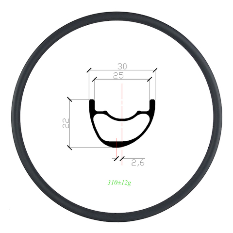 310g 29er MTB XC 30mm asymmetric carbon rim clincher tubeless 22mm deep UD 3K 12K matte glossy 24H 28H 32H 29in mountain wheel ► Photo 1/6