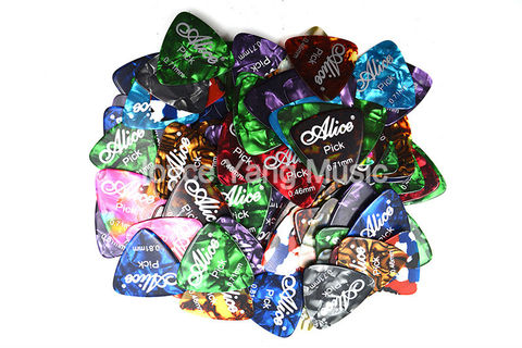 Lots of 100pcs Alice Medium Triangle Pearl Celluloid Guitar Picks Plectrums 0.46/0.71/0.81mm Free Shipping ► Photo 1/6