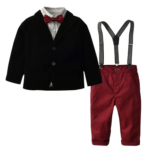 New Fashion Toddler Formal 5Pcs Boys Clothing Sets Coat+Shirt+Pants+Bow tie Suits 2 3 4 5 6 7 Years Boy Gentleman Leisure Suit ► Photo 1/6