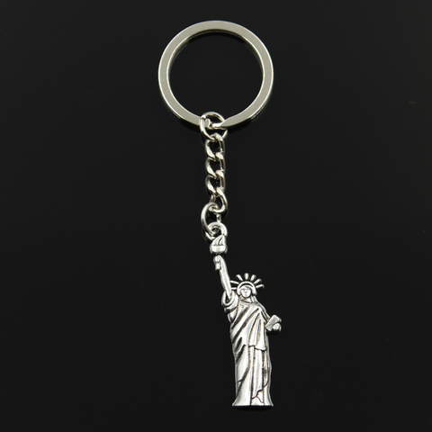 Fashion 30mm Key Ring Metal Key Chain Keychain Jewelry Antique Bronze Silver Color Statue Of Liberty New York 49x14mm Pendant ► Photo 1/5