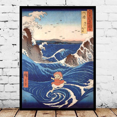 Modern Home Decoration Wall Art Painting Ponyo Japanese Canvas Pictures Printing Nordic Modular Artwork Poster For Living Room ► Photo 1/6