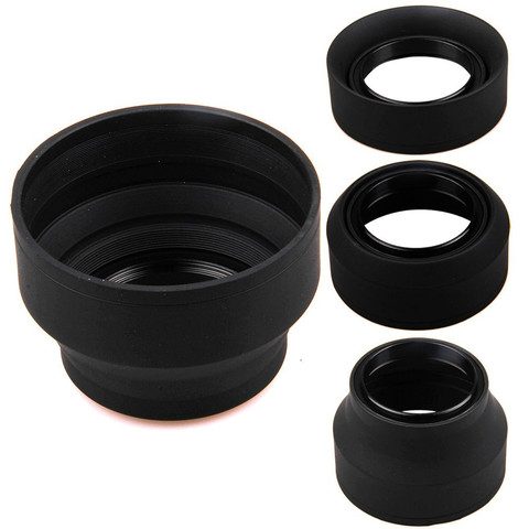 49mm 52mm 58mm 62mm 67mm 72mm 77mm 3-Stage Rubber Lens Hood For Sony Canon Nikon ► Photo 1/5