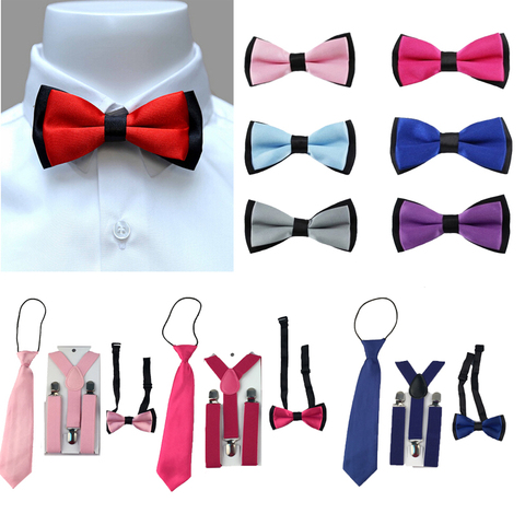 3PCS Children Boys girls Toddlers Kids Suspenders Adjustable Y-Back Braces Butterfly Ties Bowtie set Wedding 1-8 Year YHHtr0009 ► Photo 1/6