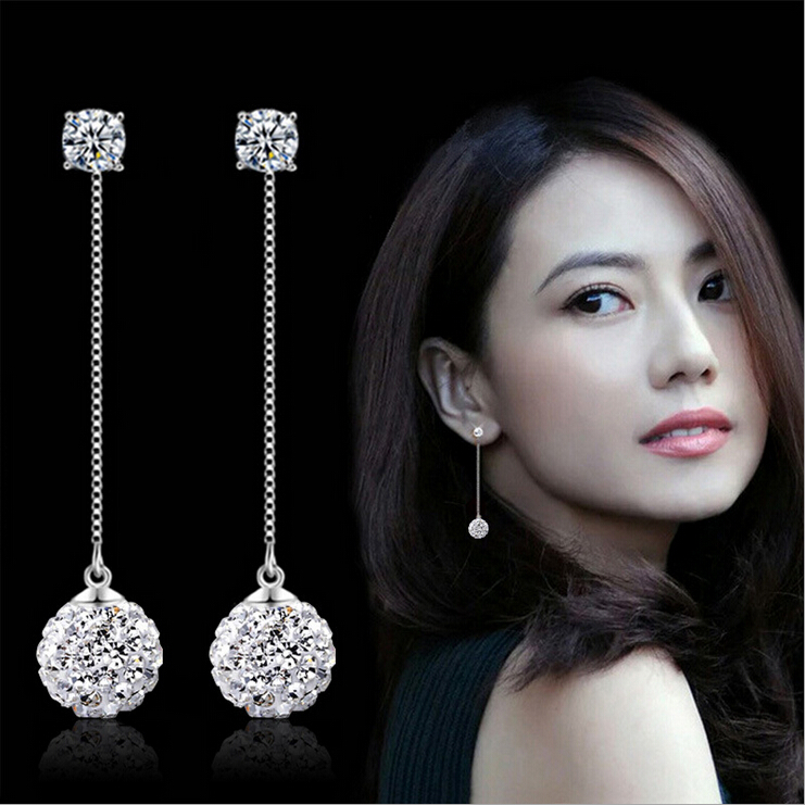 Crystal Pearl Drop 925 Sterling Silver Earrings Stud Jewellery Women Bride Gifts