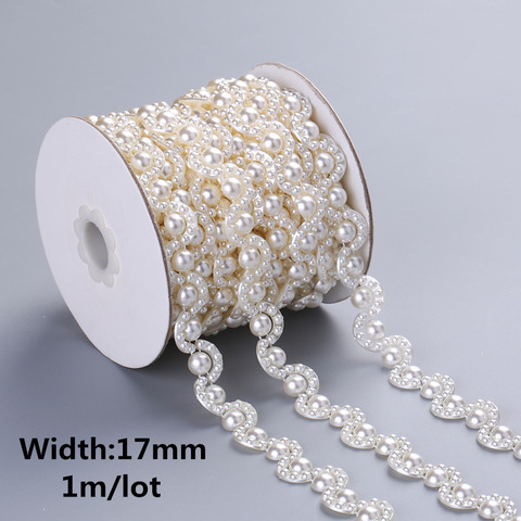 1meter/2meter ABS Imitation Pearl Beads Chain Banding Trims Sewing for DIY  Wedding Party Craft Headband 26 designs choose ► Photo 1/6
