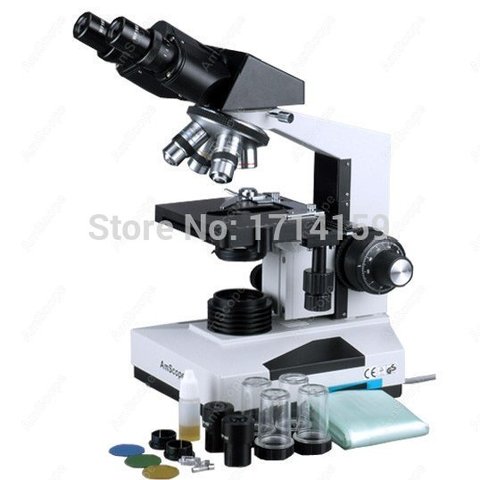 Medical Microscope-AmScope Supplies Medical Lab Vet Compound Biological Microscope 40x-2000x ► Photo 1/6