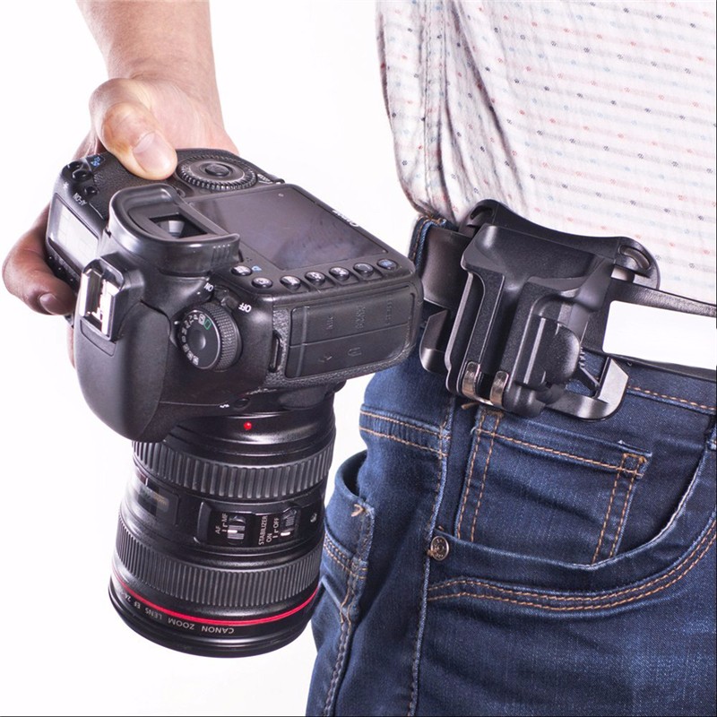 CADeN Universal Camera Waist Belt Waistband Strap Holder Holster with Metal Buckle Clip Compatible for Nikon Canon Sony Pentax Olympus Panasonic DSLR 1-in-1