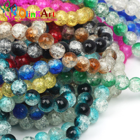 OlingArt  10MM 30PCS/LOT Glass Bead Round Crack Beads mix Crystal spacers DIY earring Bracelet choker necklace jewelry making ► Photo 1/5