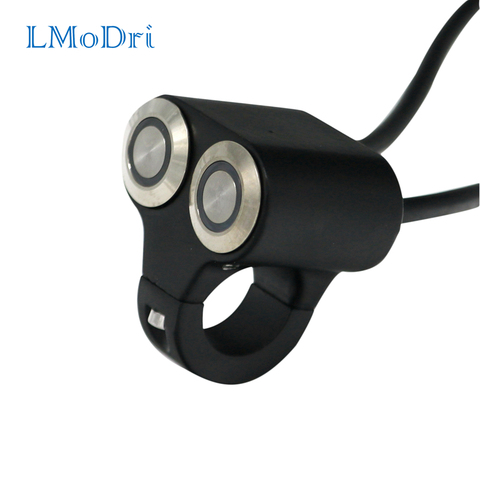 LMoDri 22mm Handlebar Motorcycle Switches ATV Scooter Headlight Hazard Brake Fog Light Switch ON-OFF Aluminum With Indicator DIY ► Photo 1/6