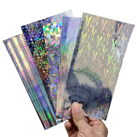 Fishing Lure Stickers 10pcs/lot 20X10cm Silver Geometric Figure Laser Holographic Sticker Fishing Lure DIY Material Accessories ► Photo 1/6
