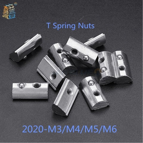 20PCS/lot  20 series Roll-in T  Spring Nuts M3 M4 M5 M6 For 2022 Aluminum Profiles Groove 6 ► Photo 1/4