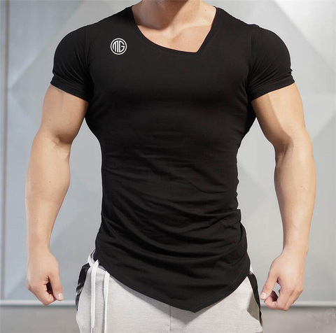 2022 Summer Fashion Brand T-Shirt Mens Gyms Clothing V-neck Short Sleeve Slim Fit T Shirt Ftiness Men compression Tshirt homme ► Photo 1/6