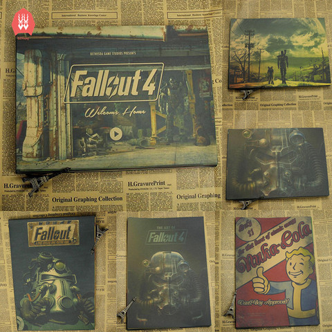Vintage Fallout 3 4 Game Poster Bar Kids Room Home Decor Game Drawing Retro Kraft Paper Wall Sticker Decoration Wall Decals ► Photo 1/6