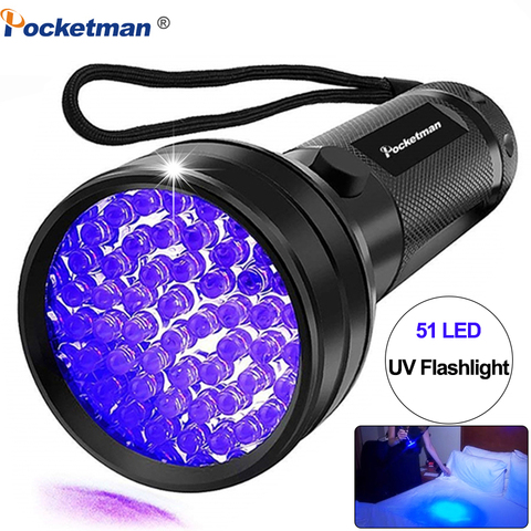 UV Flashlight Black Light, 51 LED 395 nM Ultraviolet Torch Blacklight Detector for Dog Urine, Pet Stains and Bed Bug ► Photo 1/6
