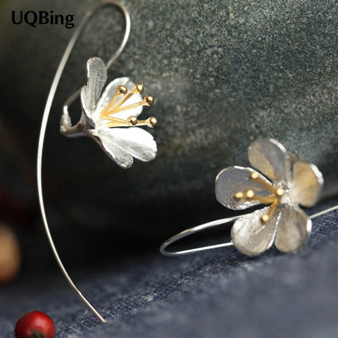 Fashion 925 Sterling Silver Flower Drop Earrings Tassel Earrings Jewelry Wholesale Free Shipping ► Photo 1/6