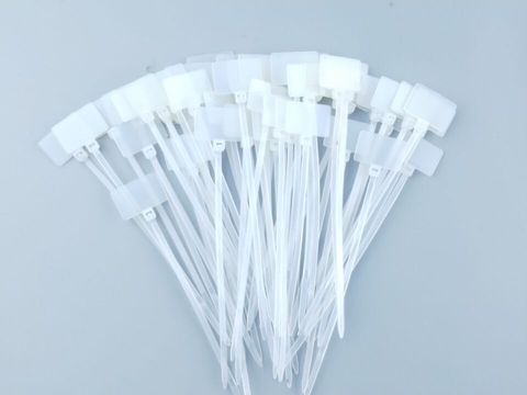 100pcs White Plastic Nylon Mark Tags Label Sticker Cable Zip Ties 2.5mm x 100mm ► Photo 1/4