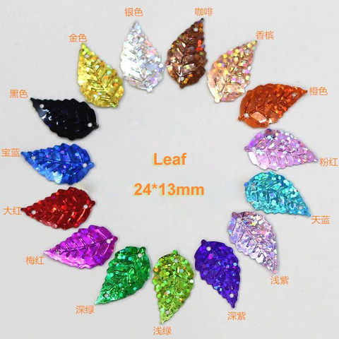 700pcs/lot Leaf Sequins 13*24mm PVC Sewing DIY Hologram Colors Leaves With 2 Holes ► Photo 1/1