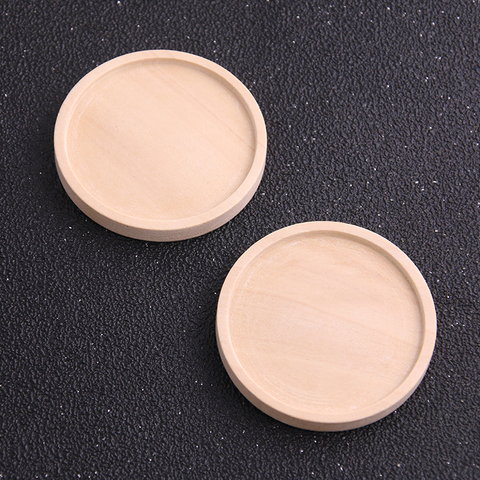 2pcs 40mm Inner Size Wood Color Round Wood Cabochon Base Setting Charms Pendant Necklace Findings ► Photo 1/4