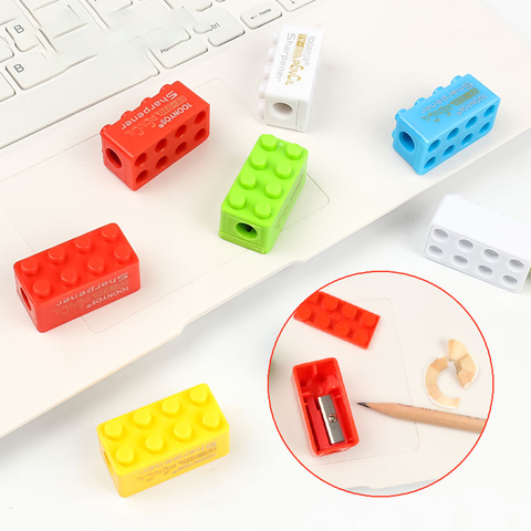 Creative Building Block Design Pencil Sharpener Kids Portable Manual Sharpeners Toys ABS Plastic Stationery School Prize Gifts ► Photo 1/6