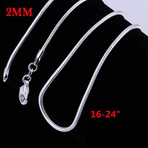 2MM 16-24inches snake chain NEW ARRIVE hot sale silver color women men Necklace jewelry for pendant DIY BEADS ► Photo 1/2