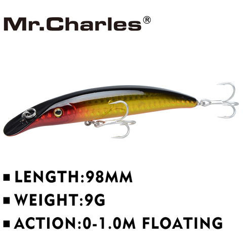 Mr.Charles CMC009  Fishing Lure 98mm/9g 0-1.0m Floating Super POPPER Swimbait Crankbait Iscas Leurre Vibration Plastic ► Photo 1/6