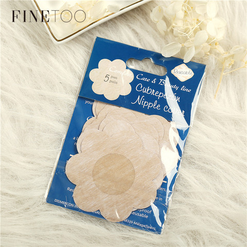 FINETOO 5Pairs/lot Breast Petals Summer Reusable Invisible Self Adhesive Sticker Cover Bra Heart Flower Intimates Accessories ► Photo 1/6