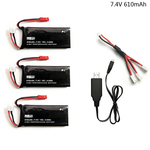 7.4V 610mAh lipo battery 15C 4.5WH battery For Hubsan X4 H502S H502E H216A With Charger Set For RC Quadcopter Drone Parts 7.4 V ► Photo 1/6