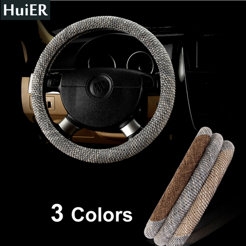 New Flax Linen Car Steering Wheel Covers 3 Colors Breathable Universal For 37-38CM Auto Steering-wheel Car-covers Free Shipping ► Photo 1/6