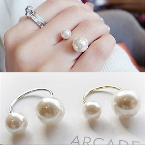 Hot New Arrivals Fashion Women's Ring Street Shoot Accessories Imitation Pearl Size Adjustable Ring Opening Women Jewelry ► Photo 1/3