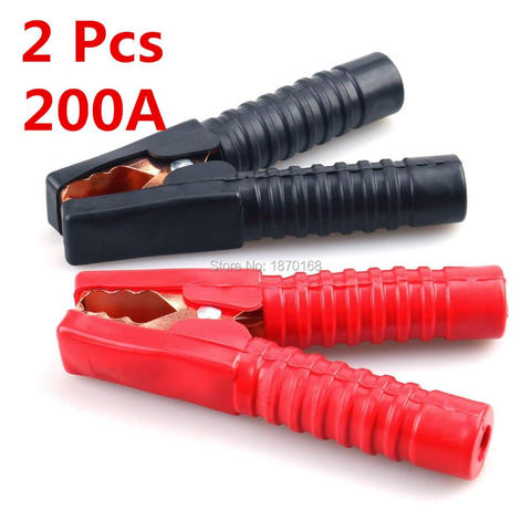 200A Insulated Car Auto Truck Battery Alligator Clamp Miniature Electrical Crocodile Test Clips Red Black x 2 Pcs / Lots ► Photo 1/4