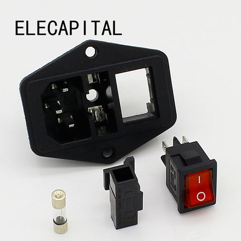 Power Rocker Switch IEC 3 Pin 320 C14 Inlet Power Sockets Switch Connector Plug 10A 250V ► Photo 1/5