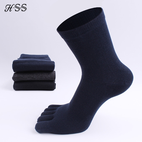 HSS Brand High Quality Business Men's Toe Socks Spring Winter Cotton Socks Black Five Finger Toe Socks for Male US Size (6.5-11) ► Photo 1/6