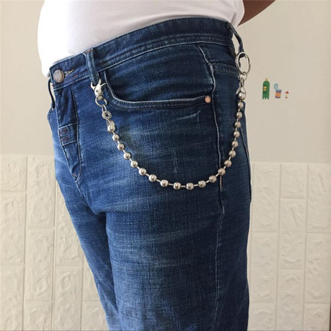 42cm Long Metal Wallet Belt Chain Rock Trousers Hipster Pant Jean Keychain Silver Ring Clip Keyring Men's woman HipHop Jewelry ► Photo 1/4