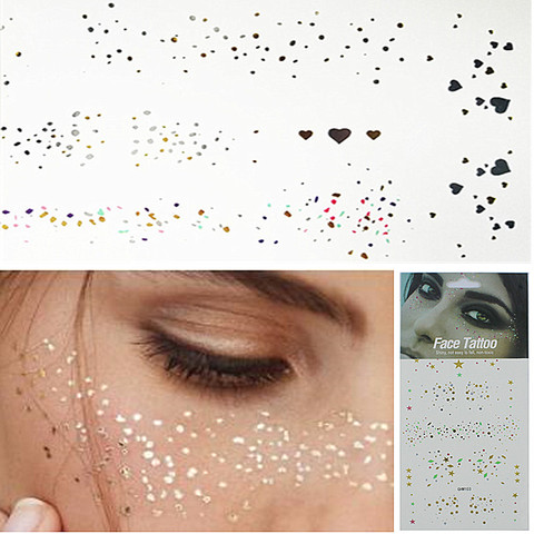 Gold and Silver Irregular Spot Glitter Freckles Makeup Temporary Tattoo Heart Star Sticker for Body Makeup inpsired Stage Decor ► Photo 1/6