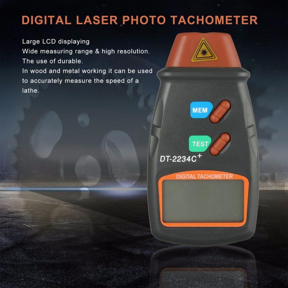 Digital Handheld LCD Photo Laser Tachometer RPM Meter Non-Contact Tach Tool 