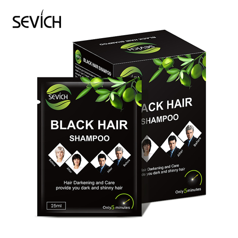 Sevich 10 pcs/lot Instant Black Hair Shampoo Make Grey and White Hair Darkening Shinny in 5 Minutes Make Up Hair Color Shampoo ► Photo 1/6
