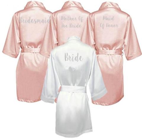 dark pink robe silver letter kimono personalised satin pajamas wedding robe bridesmaid sister mother of the bride robes ► Photo 1/6