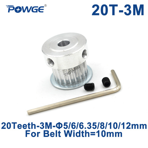 POWGE 20 Teeth 3M Synchronous Pulley Bore 5/6/6.35/8/10/12mm for Width 10mm HTD 3M Timing belt HTD3M pulley gear 20Teeth 20T ► Photo 1/6
