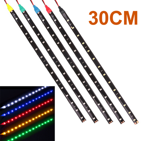 1x 30cm Car LED Strip Light High Power 12V 15SMD Car DRL Lamp Waterproof LED Flexible Daytime Running Light White Blue Green Red ► Photo 1/6