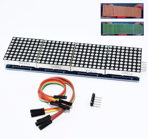 MAX7219 Dot Matrix Module  Microcontroller 4 In One Display with 5P Line  {With cable} ► Photo 1/3