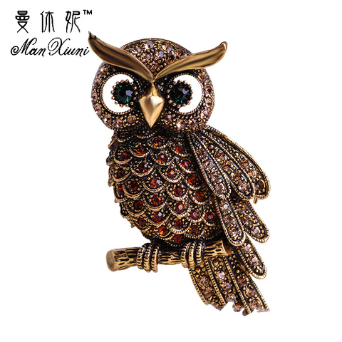 Vintage Owl Brooch Corsage Scarf Clip Crystal Parrots Brooches Lapel Pin Broches Jewelry for Women Lady Sweater Hats Buckles ► Photo 1/6
