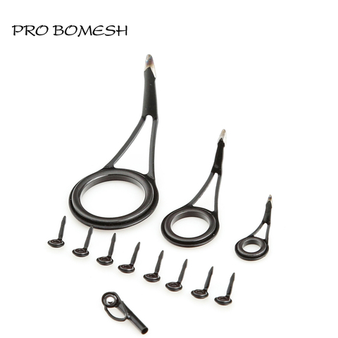 Pro Bomesh 7.1g 12pcs/Kit Spinning Fishing Rod Guide Set Kit SIC Ring Stainless Steel Guide DIY Custom Rod Building Accessory ► Photo 1/4